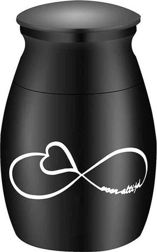 Rondsel geur Hopelijk Zwartkleurige Mini Urn met Infinity Voor Altijd Symbool. Mooi klein urntje  voor een... | bol.com