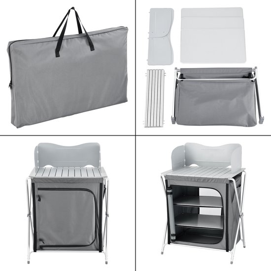 Campingkast opvouwbaar 109,5x70x52 cm donkergrijs