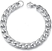 Cuban Link Armband - Zilver Kleurig - 6mm - Staal - Armband Mannen - Armband Heren - Valentijnsdag voor Mannen - Valentijn Cadeautje voor Hem - Valentijn Cadeautje Vrouw