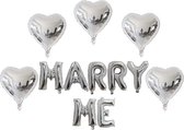 Ballonnen set Marry Me zilver 12-delig - trouwen - aanzoek - valentijn - folie ballonnen set