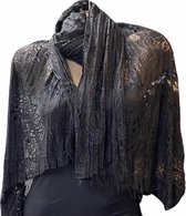 Dames sjaal lang effen van kant 200cm/110cm zwart