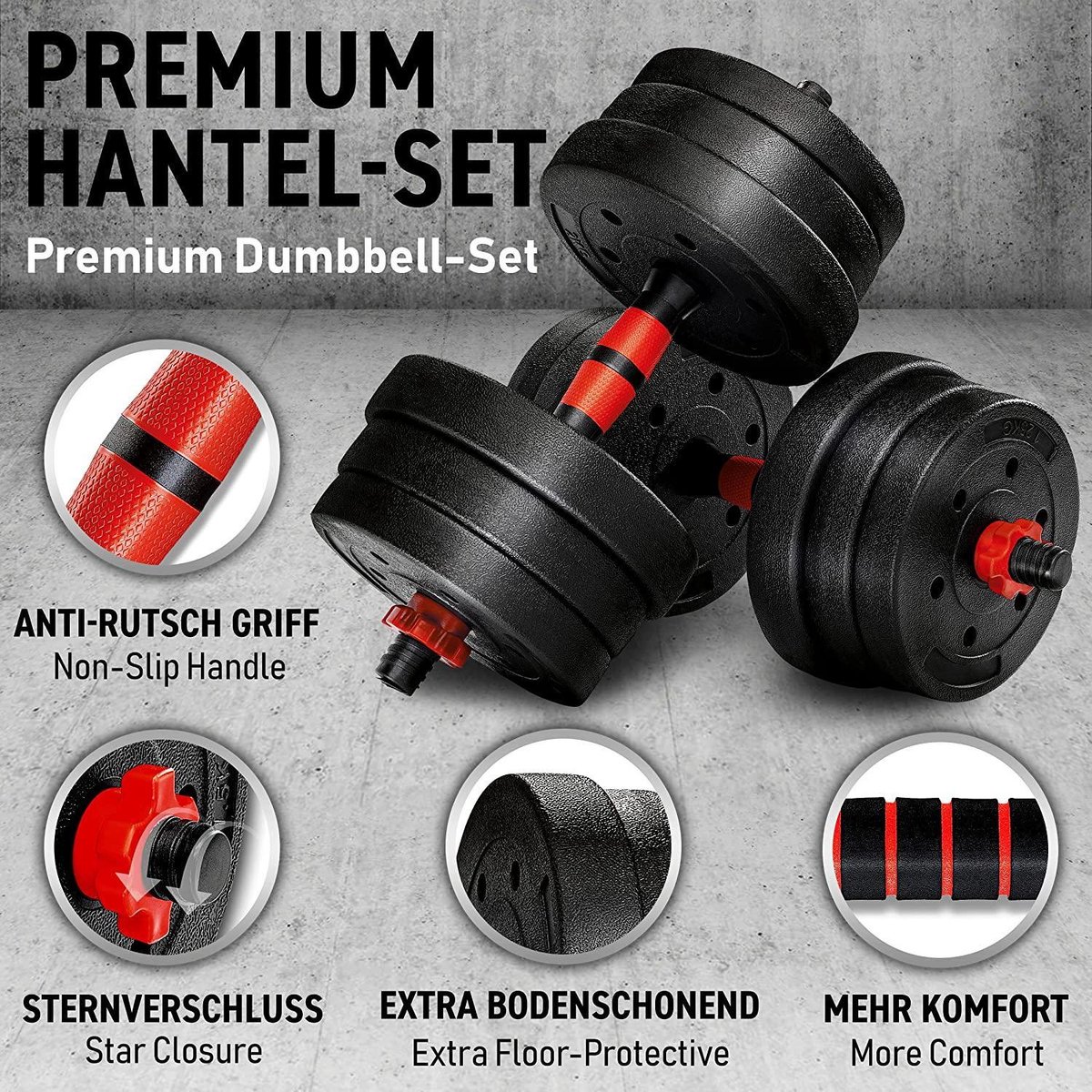 RE:SPORT 2-in-1 Halters 20kg: dumbbells + barbell in één set thumbnail 5
