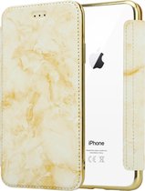 ShieldCase Marble Gold geschikt voor Apple iPhone Xr Wallet flip case - Hardcase bookcase hoesje marmer look - Goud kleurig telefoonhoesje marmeren uitstraling - Book Case met pasj