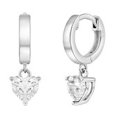 Joy|S - Zilveren oorringen met hartje bedel - zirkonia - ISJ luxury collection