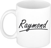 Raymond naam cadeau mok / beker met sierlijke letters - Cadeau collega/ vaderdag/ verjaardag of persoonlijke voornaam mok werknemers