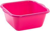 Set van 2x stuks kunststof teiltjes/afwasbakken vierkant 6 liter roze - Afmetingen 31 x 29 x 13 cm - Huishouden