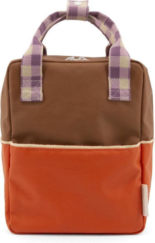 Sticky Lemon Backpack Small color blocking - jus d'orange + prune violet - autobus scolaire marron
