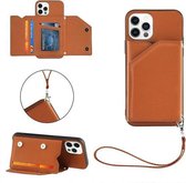 Luxe PU Lederen Wallet Case Geschikt Voor Apple iPhone 13 (6.1 Inch) - Portemonnee Back Cover Hoesje Met Multi Stand Functie - Kaarthouder Card Case Beschermhoes Sleeve Met Pasjes Houder & Kn