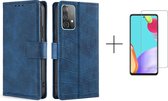 Telefoonhoesje Samsung Galaxy A52 | Hoogwaardig Pu Leren Bookcase | Pasjeshouder | Luxe Uitstraling | Blauw + 1x screenprotector