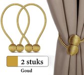 Fain® Luxe Gordijn Embrasse – 2 stuks – Goud – Ronde vorm – Gordijnhouders - Embrasses voor Gordijnen - Gordijn Embrasse Haak - Magnetisch Gordijnkoord - 45 cm Lang