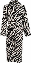 Badjas zebra maat Xl/XXL- fleece badjas dames - sjaalkraag - kuitlengte