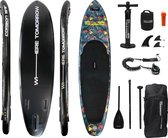 #DoYourOutdoor X Where Tomorrow Premium doublelayer iSUP Board Set, Stand Up Paddling Board SUP in zwart, koolstofvezel PVC, 335 x 84 x 15 cm