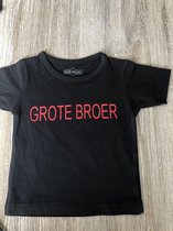 WDLS- Bedrukt kinder shirt grote broer- maat 86/92-kleur zwart