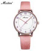 Longbo - Meibin - Dames Horloge - Roze/Rosé/Wit - 28mm