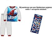 Spiderman Marvel Pyjama in geschenkendoos - Mele grijs. Maat 104 cm / 4 jaar + EXTRA 1x Spiderman spons stickers.