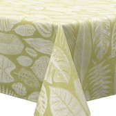 MixMamas Tafelkleed Gecoat Jacquard - 140 x 250 cm - Tropische Bladeren – Groen