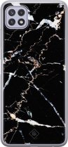 Samsung A22 5G hoesje siliconen - Marmer zwart | Samsung Galaxy A22 5G case | zwart | TPU backcover transparant