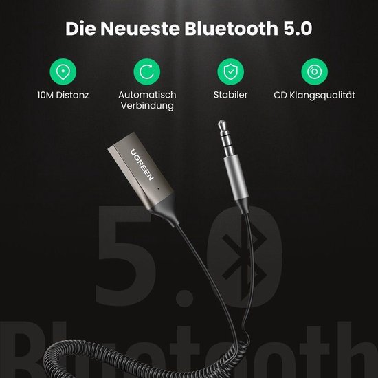 USB 2.0 naar 3.5mm jack bluetooth adapter - BT 5.0 - Ingebouwde microfoon