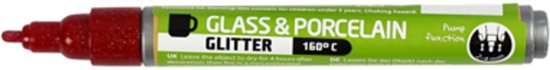 Marqueur KREUL Glitter Crimson Glass and Porcelain - Porcelaine + GlassPen Glitter 160 ° C