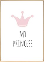 Zody Shop - Canvas Poster Kroon "My Princess" - Muurdecoratie - A3 Formaat - 1 Poster - Babykamer, Kinderkamer