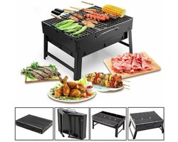 Opvouwbare BBQ - Draagbare opvouwbare grill met rooster - Portable Vouw Barbecue - Festival BBQ - Camping - Tafel - Zomer - Vaderdag - Park - Rechthoekig - 35 x 27.50 x 20 cm - Zwart