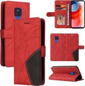 Voor Motorola Moto G Play 2021 Dual-color Splicing Horizontale Flip PU Lederen Case met Houder & Kaartsleuven & Portemonnee (Rood)