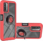 Voor Xiaomi Poco M3 / Redmi Note 9 4G / Redmi 9 Power / Redmi 9T Sterrenhemel Effen kleur Serie Schokbestendige pc + TPU-beschermhoes met ringhouder en magnetische functie (rood)