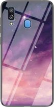 Voor Samsung Galaxy A40 Sterrenhemel Geschilderd Gehard Glas TPU Schokbestendig Beschermhoes (Dream Sky)