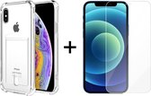 iPhone XS hoesje met pasjeshouder transparant shock proof - 1x iPhone XS screenprotector