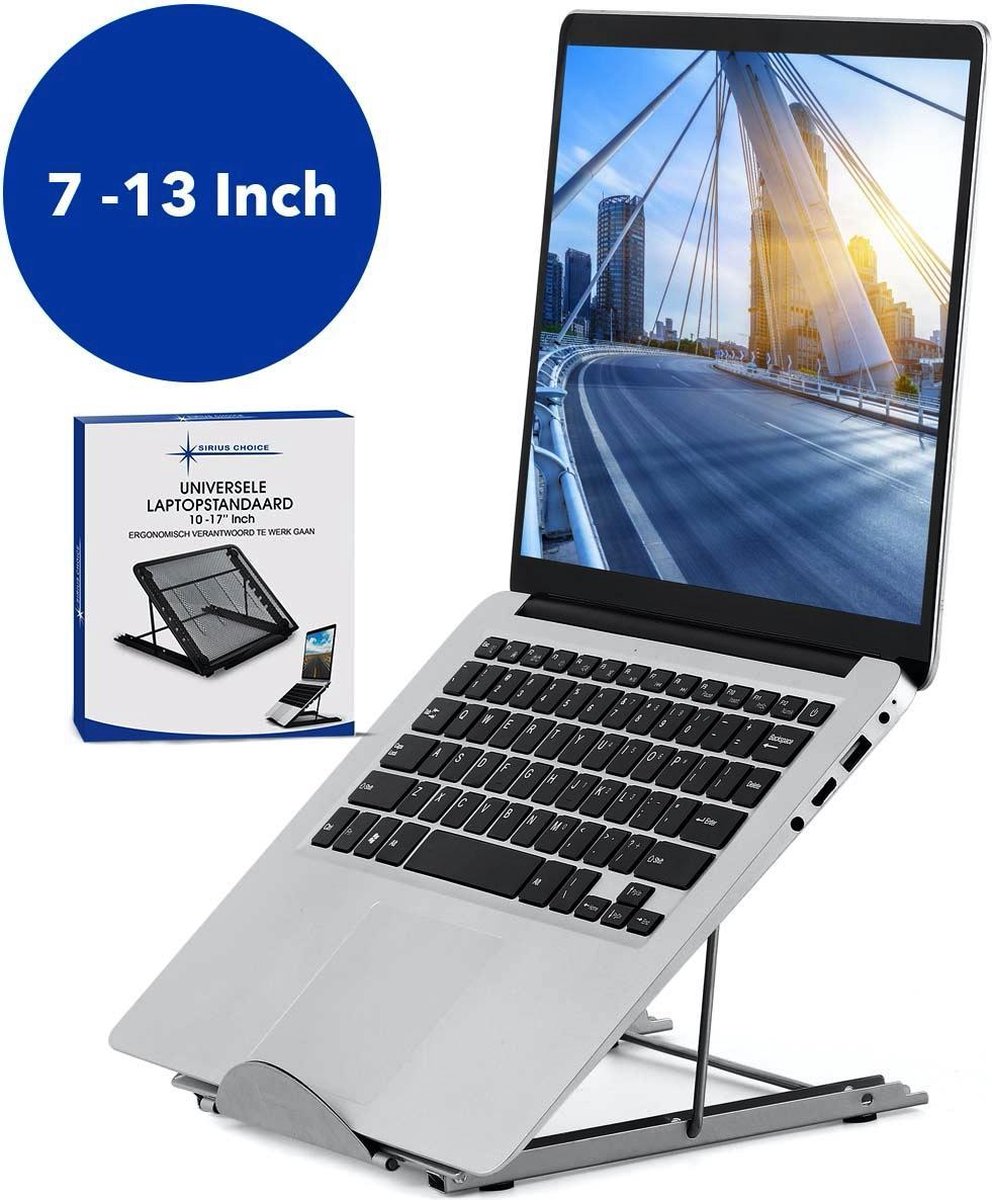 Sirius Choice Universele Ergonomische Laptopstandaard 7-13 inch - Verstelbare Laptop houder - Laptop Stand - Zilver