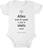 Baby rompertje met quote van filosoof Socrates | maat 56 | wit met zwarte opdruk | kraamcadeau