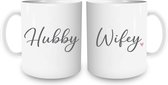 Mokken set Hubby Wifey - gepersonaliseerd cadeau - Huwelijks cadeau