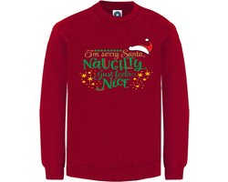 Kerst sweater -  SORRY SANTA NAUGHTY JUST FEELS NICE - kersttrui - ROOD - large -Unisex