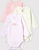 Petit Bateau Set van 3 Overslag Baby Meisjes Rompertje - Maat 56