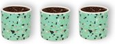 Set van 3 WLPlants Luxe Bloempotten Terrazzo Ø7 - Cilinder deco - Groen - Hoogte 7 cm - Keramische sierpotten met hoogwaardige afwerking - Geschikt als plantenpot - Binnen en buiten te gebrui