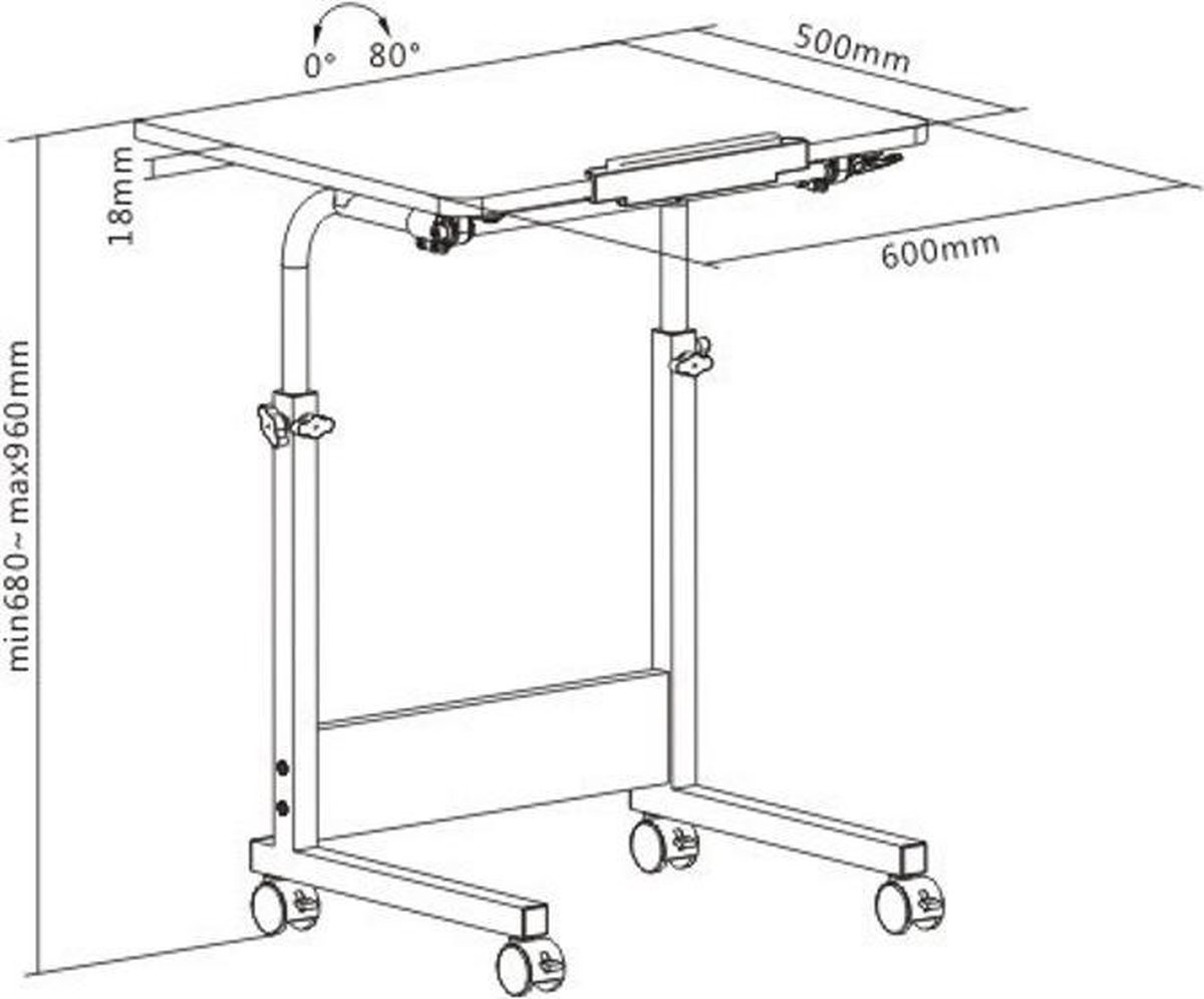 Laptoptafel Laptoptafel Verrijdbaar Verstelbaar Bureau - afbeelding 2