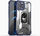 PC + TPU schokbestendige beschermhoes met metalen ringhouder voor iPhone 13 Pro Max (blauw)