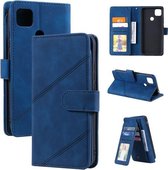 Voor Xiaomi Redmi 9C Skin Feel Business Horizontale Flip PU Lederen Case met Houder & Multi-kaartsleuven & Portemonnee & Lanyard & Fotolijst (Blauw)