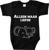 Baby romper met tekst | alleen maar liefde | korte mouw | maat 56 | kraam cadeau | baby