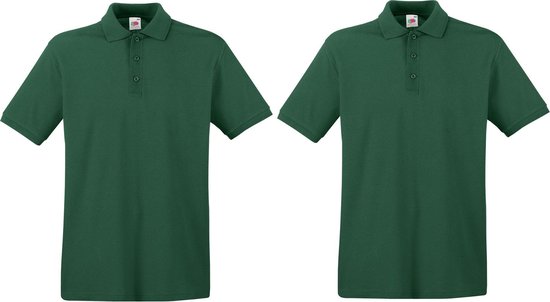 2-Pack maat 2XL donkergroen polo shirt premium van katoen voor heren - Polo t-shirts voor heren