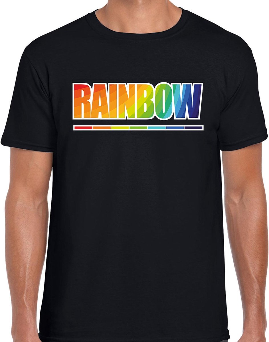 T-shirt Rainbow - Tekst regenboog zwart voor heren - LHBT - Gay pride shirt  / kleding... | bol.com