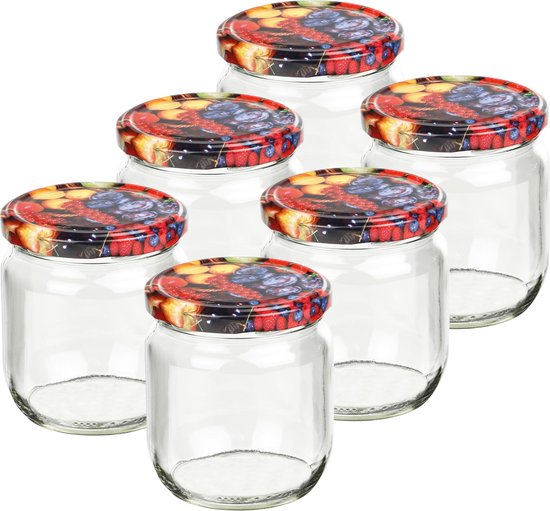 Set de 12 pots de conservation/bocaux en verre avec bouchon à vis