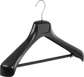 De Kledinghanger Gigant - 40 x Mantel / kostuumhanger kunststof zwart met schouderverbreding en broeklat, 46 cm