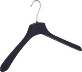 De Kledinghanger Gigant - 5 x Mantel / kostuumhanger kunststof velours zwart met schouderverbreding, 42 cm
