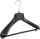 De Kledinghanger Gigant - 100 x Mantel / kostuumhanger kunststof zwart met schouderverbreding en broeklat, 36 cm