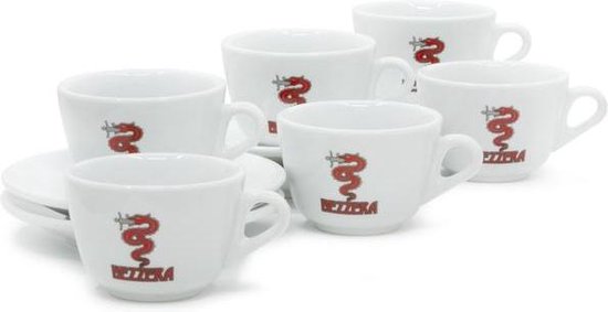 Tasses à Cappucino Bezzera avec Soucoupe - Lot de 6 pièces - 145 ml | bol