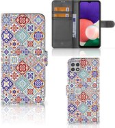 Book Case met foto Geschikt voor Samsung Galaxy A22 5G GSM Hoesje Tiles Color