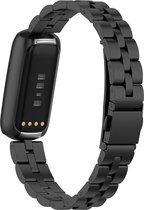 YONO Schakel Bandje geschikt voor Fitbit Luxe - Vervangende RVS Armband - Zwart