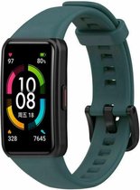 Siliconen Smartwatch bandje - Geschikt voor  Huawei Band 6 siliconen bandje - dennengroen - Strap-it Horlogeband / Polsband / Armband