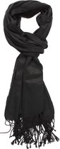 Zwarte sjaal - Dunne sjaal - Sjaal met franjes - Sjaal voor binnen en buiten